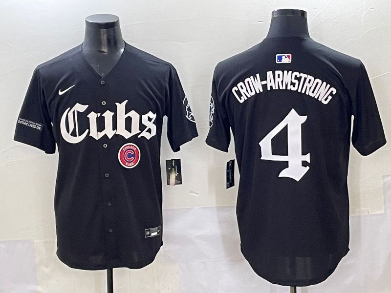 Men 2025 Chicago Cubs #4 Crow-Armstrong Black Five generations Joint Name Nike MLB Jersey style 19->chicago cubs->MLB Jersey